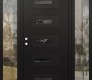 Modern Steel Front Door Diamond D6 64" x 80" black/black mirrored Glass Panel black RHI with 2 Sidelites clear Glass