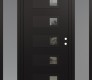 Modern Steel Front Door Diamond D2 64" x 80" black/black clear Glass Panel black LHI with 2 Sidelites frosted Glass
