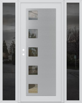 Diamond C5 64" x 80" white/white clear Glass Panel stainless steel RHI with 2 Sidelites mirrored Glass