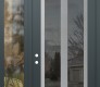 Modern Steel Front Door Diamond C14 50" x 96" anthracite/anthracite mirrored Glass Panel stainless steel RHI with Sidelite and Transom clear Glass