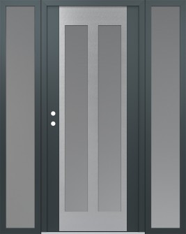 Diamond C14 68" x 80" anthracite/anthracite frosted Glass Panel stainless steel RHI with 2 Sidelites frosted Glass