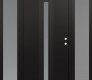 Modern Steel Front Door DIAMOND A2 64" X 80" BLACK/WHITE FROSTED GLASS PANEL BLACK LHI WITH 2 SIDELITES FROSTED GLASS