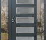 Modern Steel Front Door Diamond D3 68" x 80" anthracite/anthracite frosted Glass Panel stainless steel RHI with 2 Sidelites clear Glass