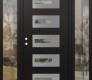 Modern Steel Front Door Diamond D6 64" x 80" black/black clear Glass Panel stainless steel RHI with 2 Sidelites clear Glass
