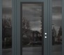 Modern Steel Front Door Diamond C1 68" x 96" anthracite/anthracite mirrored Glass Panel black LHI with 2 Sidelites and Transom mirrored Glass