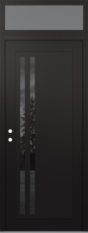 Diamond C6 36" x 96" black/black mirrored Glass Panel black RHI with Transom frosted Glass