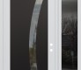 Modern Steel Front Door Diamond C4 48" x 96" white/white clear Glass Panel black LHI with Sidelite and Transom mirrored Glass