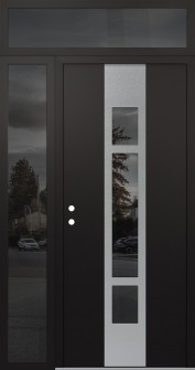 DIAMOND A9 48" X 96" BLACK/BLACK MIRRORED GLASS PANEL STAINLESS STEEL RHI WITH SIDELITE AND TRANSOM MIRRORED GLASS