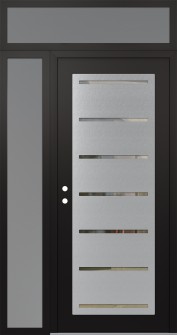 Diamond C11 52" x 96" black/black clear Glass Panel stainless steel RHI with Sidelite and Transom frosted Glass