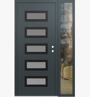 Diamond D1 48" x 80" anthracite/anthracite frosted Glass Panel black LHI with Sidelite clear Glass