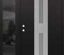 Modern Steel Front Door DIAMOND A6 48" X 80" BLACK/WHITE FROSTED GLASS PANEL STAINLESS STEEL RHI WITH SIDELITE MIRRORED GLASS