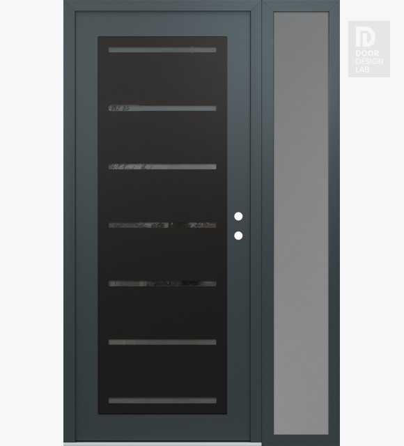 Modern Steel Front Door Diamond C11 50" x 80" anthracite/anthracite mirrored Glass Panel black LHI with Sidelite frosted Glass