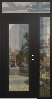 Diamond C1 48" x 96" black/black clear Glass Panel black LHI with Sidelite and Transom clear Glass