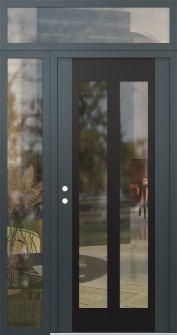 Diamond C14 52" x 96" anthracite/anthracite clear Glass Panel black RHI with Sidelite and Transom clear Glass