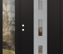 Modern Steel Front Door DIAMOND A7 50" X 80" BLACK/BLACK CLEAR GLASS PANEL STAINLESS STEEL RHI WITH SIDELITE CLEAR GLASS