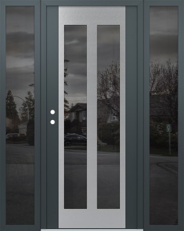 Diamond C14 64" x 80" anthracite/anthracite mirrored Glass Panel stainless steel RHI with 2 Sidelites mirrored Glass