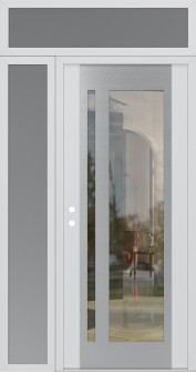 Diamond C15 52" x 96" white/white clear Glass Panel stainless steel RHI with Sidelite and Transom frosted Glass