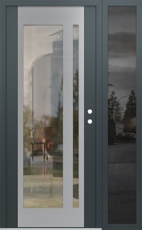 Diamond C15 48" x 80" anthracite/anthracite clear Glass Panel stainless steel LHI with Sidelite mirrored Glass