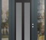 Modern Steel Front Door Diamond C14 68" x 96" anthracite/anthracite frosted Glass Panel black LHI with 2 Sidelites and Transom clear Glass