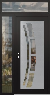 Diamond C12 52" x 96" black/black clear Glass Panel stainless steel RHI with Sidelite and Transom clear Glass