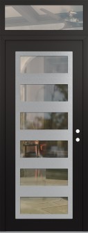 Diamond C9 36" x 96" black/black clear Glass Panel stainless steel LHI with Transom clear Glass