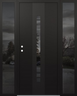 DIAMOND A3 64" X 80" BLACK/BLACK MIRRORED GLASS PANEL BLACK RHI WITH 2 SIDELITES MIRRORED GLASS