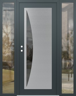 Diamond C13 60" x 80" anthracite/anthracite mirrored Glass Panel stainless steel RHI with 2 Sidelites clear Glass