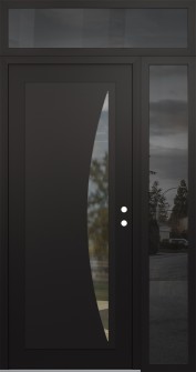 Diamond C13 48" x 96" black/black clear Glass Panel black LHI with Sidelite and Transom mirrored Glass