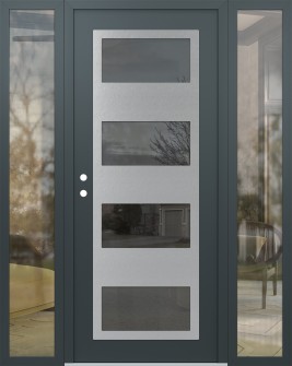 Diamond C2 60" x 80" anthracite/anthracite mirrored Glass Panel stainless steel RHI with 2 Sidelites clear Glass