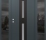 Modern Steel Front Door DIAMOND A6 64" X 80" ANTHRACITE/ANTHRACITE FROSTED GLASS PANEL BLACK RHI WITH 2 SIDELITES MIRRORED GLASS