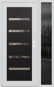 Diamond C7 50" x 80" white/white clear Glass Panel black LHI with Sidelite mirrored Glass