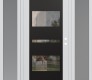 Modern Steel Front Door Diamond C10 68" x 80" white/white clear Glass Panel black LHI with 2 Sidelites frosted Glass