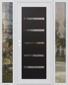 Diamond C7 68" x 80" white/white clear Glass Panel black RHI with 2 Sidelites clear Glass