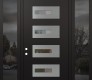 Modern Steel Front Door Diamond D6 64" x 96" black/black clear Glass Panel stainless steel RHI with 2 Sidelites and Transom mirrored Glass