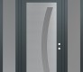 Modern Steel Front Door Diamond C4 60" x 96" anthracite/anthracite frosted Glass Panel stainless steel LHI with 2 Sidelites and Transom frosted Glass