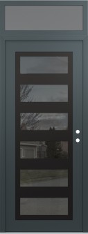Diamond C9 36" x 96" anthracite/anthracite mirrored Glass Panel black LHI with Transom frosted Glass