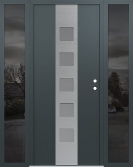 DIAMOND A13 64" X 80" ANTHRACITE/ANTHRACITE FROSTED GLASS PANEL STAINLESS STEEL LHI WITH 2 SIDELITES MIRRORED GLASS