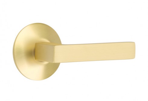 EMTEK DUMONT LEVER WITH MODERN ROSETTE PASSAGE LH SATIN BRASS (US4) 5107