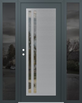 Diamond C6 68" x 80" anthracite/anthracite clear Glass Panel stainless steel RHI with 2 Sidelites mirrored Glass