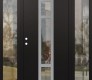 Modern Steel Front Door DIAMOND A9 64" X 80" BLACK/BLACK CLEAR GLASS PANEL STAINLESS STEEL RHI WITH 2 SIDELITES CLEAR GLASS