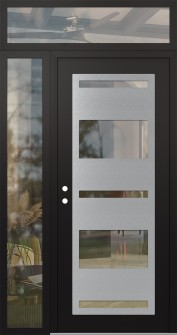Diamond C10 48" x 96" black/black clear Glass Panel stainless steel RHI with Sidelite and Transom clear Glass