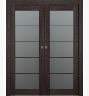 Avon 5 Lite Vetro Veralinga Oak Double pocket doors