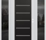 Modern Steel Front Door Diamond C11 68" x 80" white/white frosted Glass Panel black LHI with 2 Sidelites mirrored Glass