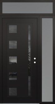 Diamond C3 48" x 96" black/black mirrored Glass Panel black LHI with Sidelite and Transom frosted Glass