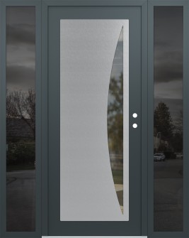 Diamond C13 60" x 80" anthracite/anthracite clear Glass Panel stainless steel LHI with 2 Sidelites mirrored Glass