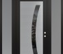 Modern Steel Front Door Diamond C4 68" x 96" black/black mirrored Glass Panel stainless steel LHI with 2 Sidelites and Transom frosted Glass