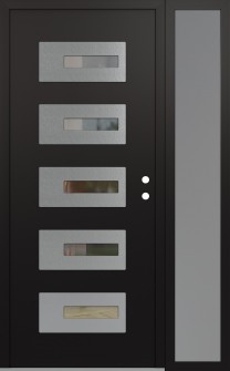 Diamond D6 52" x 80" black/black clear Glass Panel stainless steel LHI with Sidelite frosted Glass