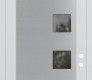 Modern Steel Front Door Diamond C5 36" x 96" white/white clear Glass Panel stainless steel LHI with Transom mirrored Glass