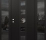 Modern Steel Front Door DIAMOND A13 64" X 80" BLACK/BLACK MIRRORED GLASS PANEL BLACK RHI WITH 2 SIDELITES MIRRORED GLASS