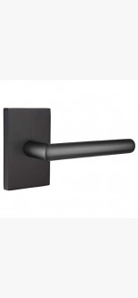 EMTEK STUTTGART LEVER WITH MODERN RECTANGULAR ROSETTE PRIVACY LH FLAT BLACK (US19) 5212